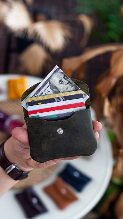 Zoozie Bags Tarjetero de Piel Verde